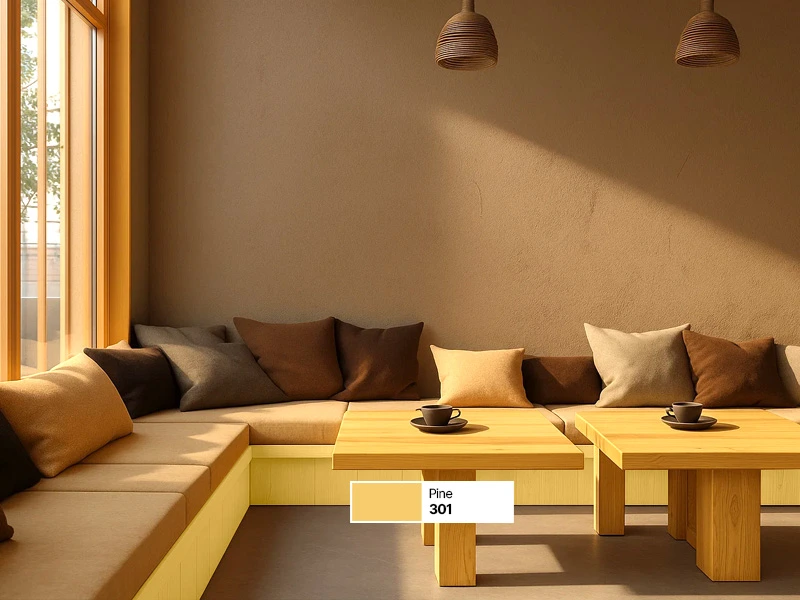 Sofa kayu dengan cushion empuk untuk sudut santai cafe
